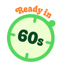 Clock-style timer showing '60 seconds' in the center with 'Ready in' above it