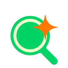 green magnifying glass icon