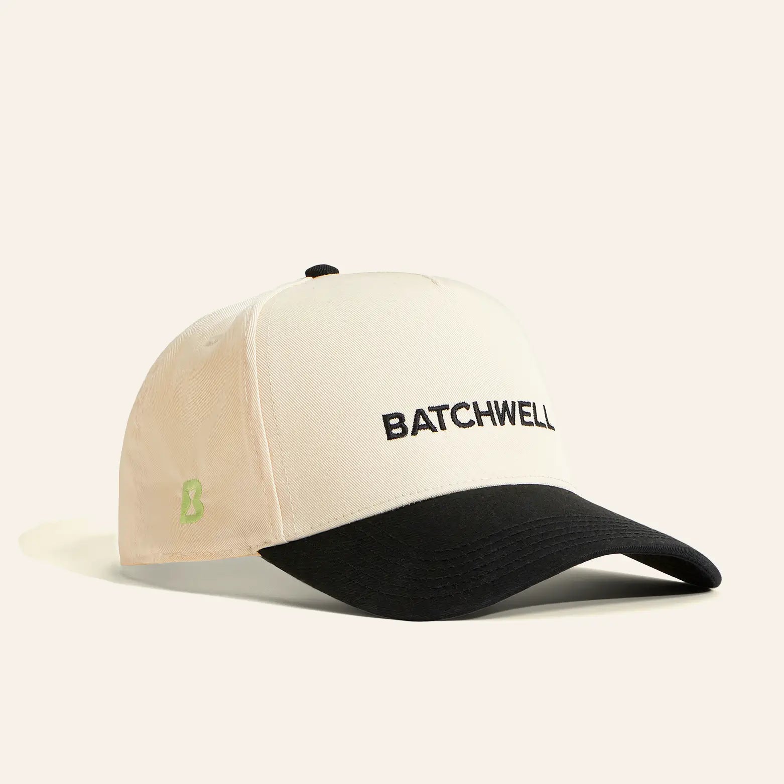 black and beige two tone hat front