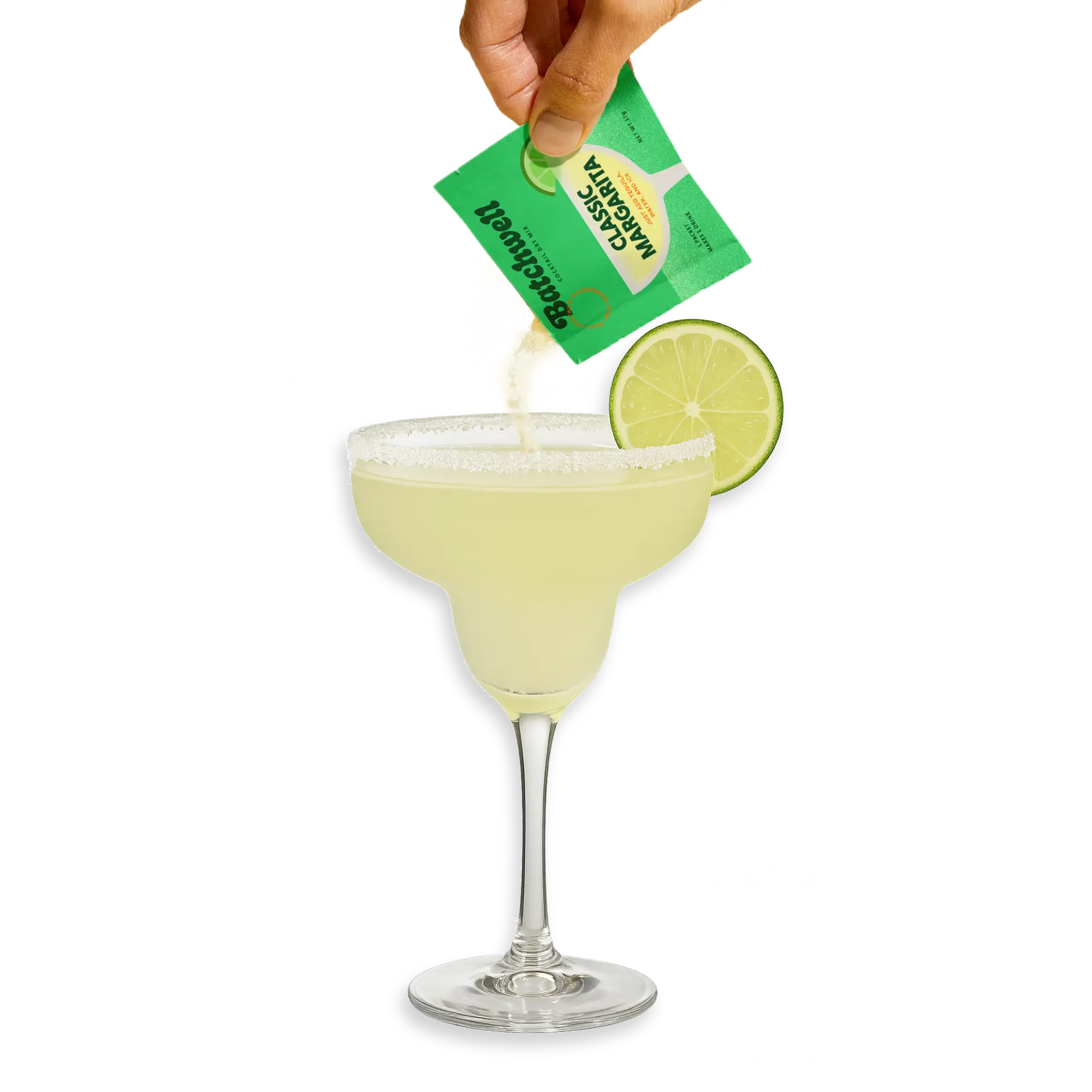 Fresh margarita cocktail made with Batchwell Classic Margarita powdered mix.