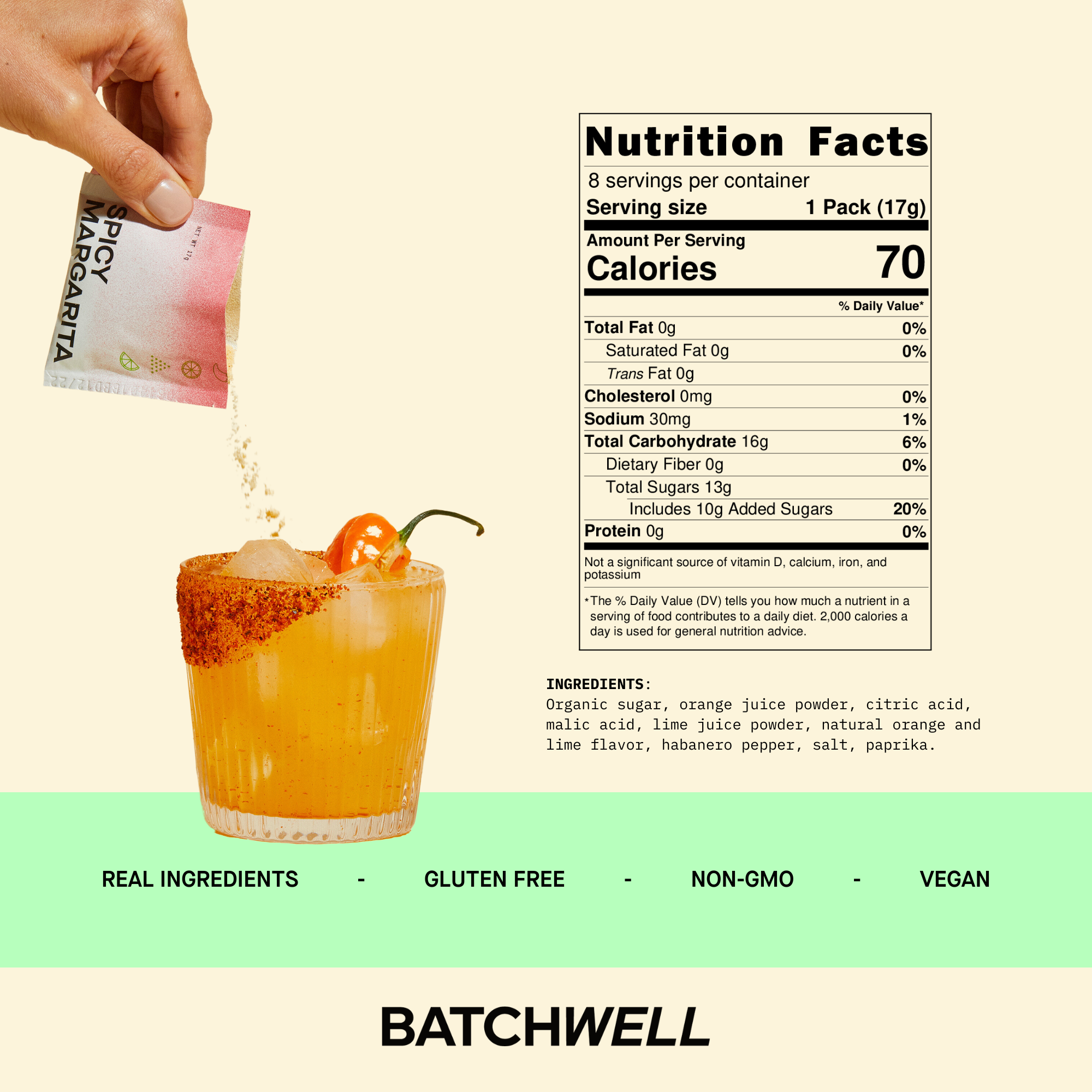 Spicy margarita nutritional facts