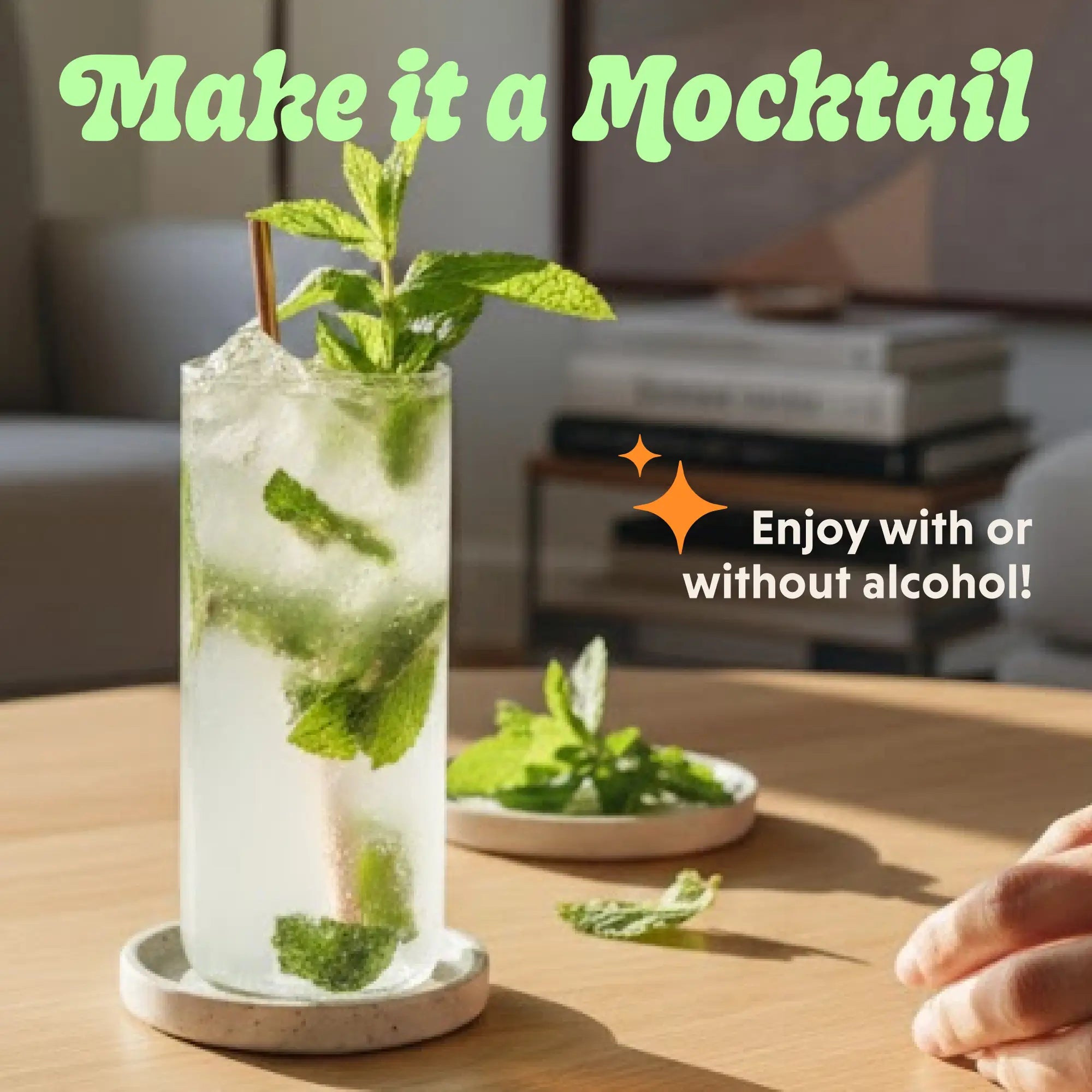 Refreshing Batchwell mocktail with mint and ice demonstrating the cocktail mix can be enjoyed without alcohol